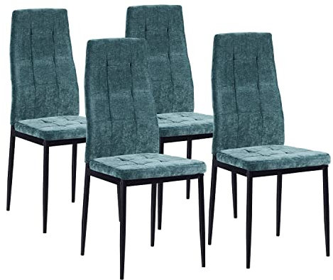 Brigros WeHome - Sedie di Tessuto Milano, Set da 4 Sedie Design per Sala da Pranzo, Sedie da Cucina, Ufficio, Sala d'Attesa, Camera da Letto, Cucina completa, Arredamento casa (Verde)