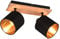 Reality Leuchten Strahler Tommy R81332030, Metall Schwarz matt, Holzdekor, Stoffschirm schwarz, exkl. 2xE14