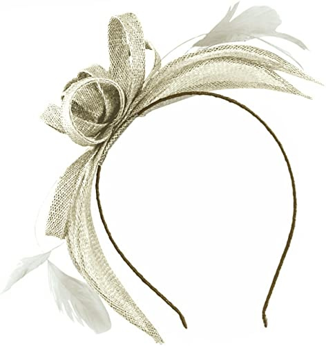 Failsworth Millinery Aliceband Sinamay Fascinator - Ivory-Silver, One Size