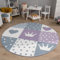TT Home Kinderzimmerteppich Teppich Junge Mädchen Kinderteppich Baby Herzen Pastell, Farbe:Grau Beige Lila, Größe:160 cm Rund