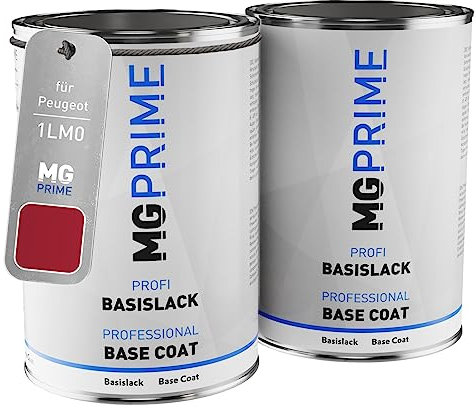 MG PRIME Autolack Set Dose spritzfertig für Peugeot 1LM0 Rouge Baroque Nacre Metallic/Barockrot Metallic Grundlack + Basislack 2,0 Liter 2000ml