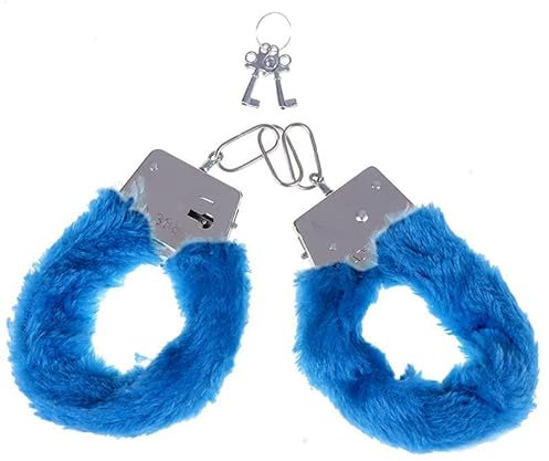 LEEMASING Metall Plüsch Edelstahl Spielspielzeug Handschellen Inklusive Zwei Schlüssel Handschellen für Requisiten Zubehör (Dunkelblau)