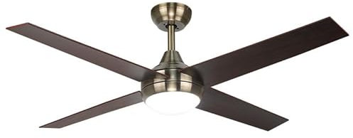 Ventilador de Techo Led con mando a Distancia, Bajo consumo, motor DC 27W+Luz Led 18W, 6 velocidades,Silencioso,4 Aspas, invierno-verano, temporizador. (Cuero|Nogal)