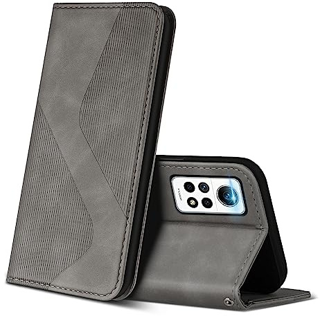 ZONNAVI Hülle für Xiaomi Redmi Note 12 Pro 4G, PU Leder Handyhülle mit Kartenfächer und Standfunktion, Lederhülle Flip Wallet Case Schutzhülle für Redmi Note 12 Pro 4G (Grau)