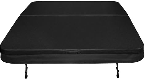 Whirlpool Abdeckung Spa Deckel 2m x 2m Sichere Outdoor-Schutzhülle Quadratisch Hardtop Wetterfest PVC-Leder UV-schimmel- und flammfest 4 x Abschließbare Gurte mit Schlüsseln 6 x Hebebügel – Schwarz
