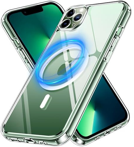 iVoler Chiaro Cover Magnetica per iPhone 13 Pro 6.1 Pollici, Compatibile con MagSafe, [Anti Ingiallimento] [Antiurto di Grado Militare] Custodia Trasparente Sottile Antigraffio Rigida PC Case