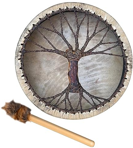 Shaman Drum 10 Inch Handmade Shamanic Drum Hand Drum With Drum Stick Tree of Life Sound Healing Tool For Spiritual Music, Reflection Meditation(Tree of Life)