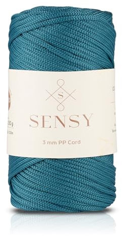 Sensy Premium 3 mm 120 Meter Polyester-Seil, 100% Polypropylen-Kordel, Makramee-Seil, Häkeltaschen-Kordel, Häkelgarn, Geschenk für Stricker (Pfauen)