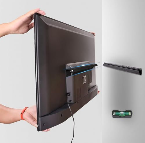 Antimbee Soporte de pared sin tachuelas para televisores de 32 a 75 pulgadas, soporte de pared para TV sin tachuelas, VESA máximo 600 x 400 mm hasta 150 libras, universal, se adapta a la mayoría de