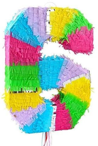 Pinata Zahl 6 bunt pastell