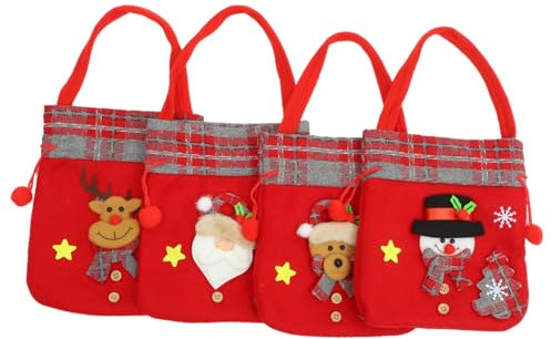 ibasenice 4 Pcs Decor Xmas Treat Bags Packing Bags Christmas Treat Bags Wrapping Bags Cute Drawstring Bag Packaging Bags Christmas Bag Tote Bag Non-woven Fabric Candy