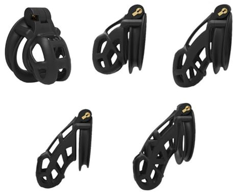 Seckoe Leichte Benutzerdefinierte Curved Cobra Peniskäfig Männliche Keuschheit Käfig Set Keuschheit Gerät Kit Penis Ring Cock Ring Käfige Trainer Gürtel Sex spielzeug für Männer (D)