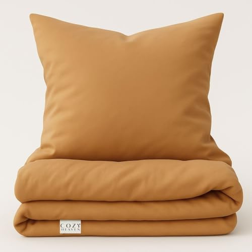 COZY HEAVEN | Luxus Lyocell Bettwäsche (Tencel™) | Gewonnen aus Eukalyptus u.a. | Ultra weich & hochwertig | Hypoallergen | Atmungsaktiv gegen Schweiß | Nachhaltig (Coffee Brown, 135x200 + 80x80)