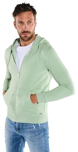 emilio adani Herren Herren Sweatjacke mit Kapuze, Hellgruen, 36338, Hellgruen in Größe L