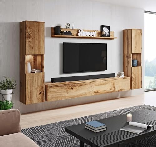 Muebles Slavic Ensemble RTV Paris, 4 Éléments, Meuble de Salon Moderne, Meuble TV