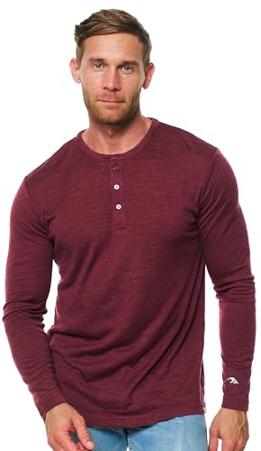 Merino.tech 100% Merino Shirt Herren Langarm 3 Kragenformen Outdoor Alltag | Henley Shirt mit Knopfleiste, Rundhals, V-Ausschnitt kratzfrei, für Casual und Büro, geruchshemmend, feuchtigkeitsableitend