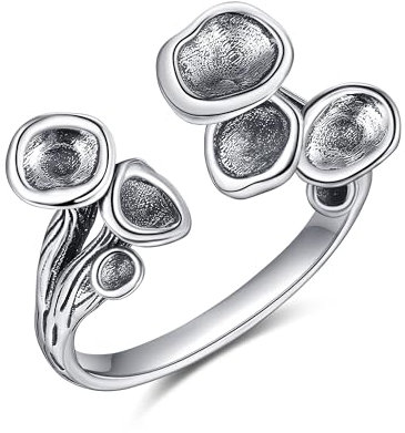 VONALA Pilz Ring 925 Sterling Silber Pilz Verstellbarer Offener Ring Schmuck Geschenke für Frauen Mädchen Größe 7