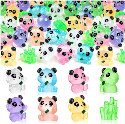 20 Pcs Luminous in the Dark Mini Panda Figurines, Mini Animals Resin Panda | Glow Miniature Resin Animals for Cake Topper, Micro Landscape Dollhouse Garden DIY Decor