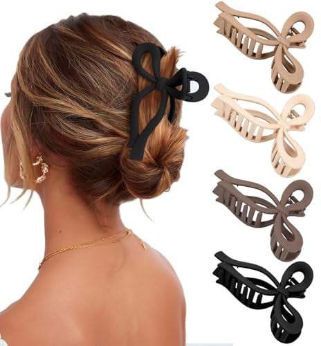 Blooms Mollettone Capelli Donna, 4 Pezzi Pinza per Capelli Grande Antiscivolo Fermaglio Capelli Donna Matte Hair Clip Accessori per Capelli Donna Eleganti