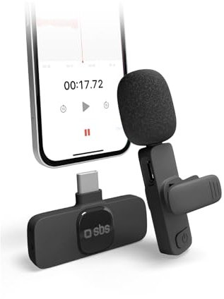 SBS microfono wireless per smartphone con ricevitore, microfono piccolo, con clip, per vlog, instagram, tiktok, da youtuber