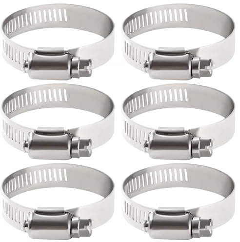 YIXISI 6 Pezzi 27-51 mm Fascette Stringitubo, 304 Fascette Stringitubo in Acciaio Inox, Regolabili Collare di Serraggio Fascette, per il Fissaggio di Tubi e Tubi