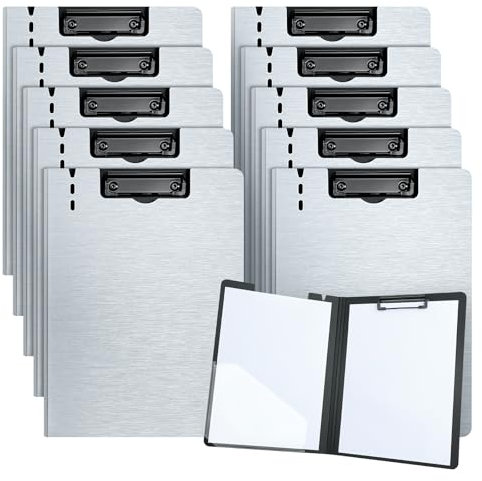 URbantin Klemmbrett Ordner,Faltbare A4-Klemmbretter mit Tasche,10 Stück Klemmbretter,Dokumente und Schule,Büro,Arbeit,Klassenzimmer (Grau)