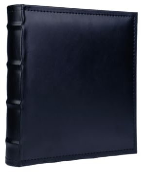 Ertom Fotoalbum Einsteckalbum Sonora 22x22 cm, Album mit platz für Bildbeschreibung, Taschenalbum aus Ökoleder, Fotobuch für 200 Fotos 10x15, schwarz
