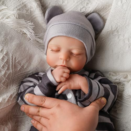 JIZHI Reborn-Babypuppe Junge 20 Zoll Lebensecht - Echte Vinyl-Puppe Die Echt Aussieht, Weiche Schlafende Neugeborene, Schwarz