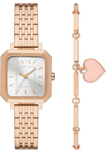 Armani Exchange Watch for Women, Quartz Movement and 27mm Case Size with Stainless Steel, Leather or Silicone Strap