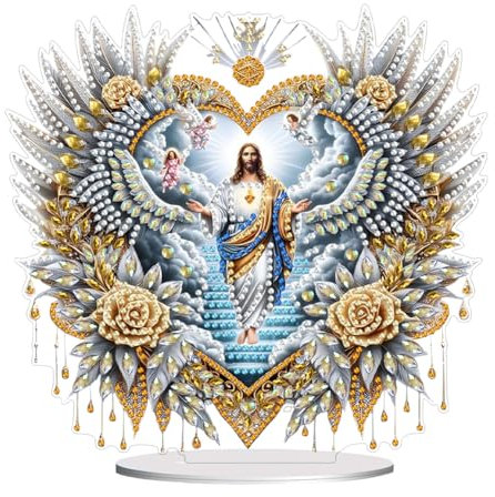 Starnearby DIY Diamond Painting Weihnachten Tisch Deko, 5D Diamant Painting Weihnachten Neu, Diamond Painting Winter Stehend Kunst Set für Anfänger Hausgeschenk Deko (Jesus)
