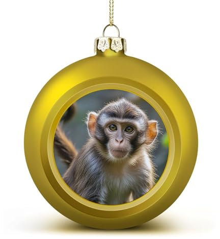 Weihnachtskugel-Ornamente mit großen Augen, Affe, hängende Weihnachtsbaumkugeln, goldene Weihnachtskugeln, Ornamente für Urlaub, Party, Dekoration, Heimdekoration