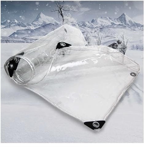 ZHENGQIAN Bâches Transparentes avec œillets, 0.35mm Bâche en Plastique Pliable Bâche Résistante,Epaisse Densité 350g/m², for Poulailler Terrasse Serre Piscine Balcon(2x4.5m/6.5x14.7ft)
