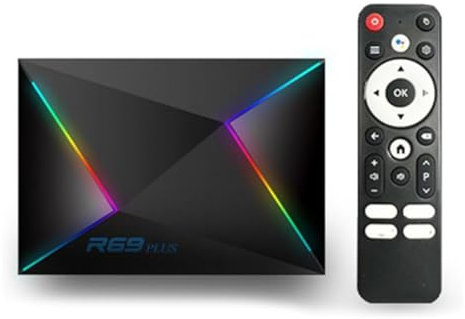 CHROX Android TV Box 14.0, R69 PLUS 4GB RAM 32GB ROM H728 CPU Quad-Core 64Bit Cortex-A53, 8K Smart TV Box Supports 2.4G/5G Dual-Band Wifi Bluetooth 5.0 USB 3.0 LAN Smart Tv Box,4GB+32GB