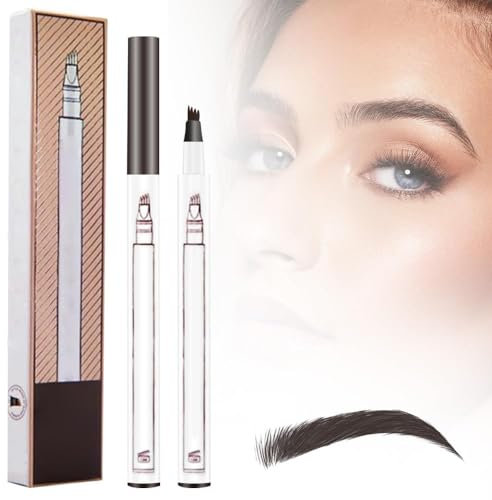 3D Magic Eyebrow Upgrade - Waterproof Brow Pencil with Micro-Fork Tip, Split 4-Head Long-lasting Eyebrow Tattoo Pen (Dark Brown)