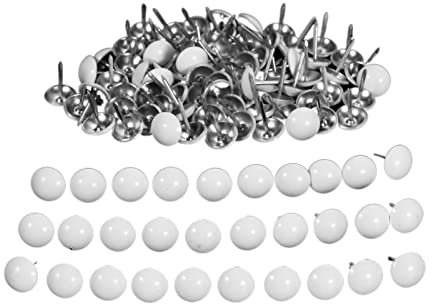 BTWYU Clous pour Mur，Hardware Nails ﻿ Clou de Rembourrage en métal Blanc, 100 pièces, boîte à Bijoux Antique, Clou décoratif de canapé, Punaise de Meubles Modernes(11MM*17MM)