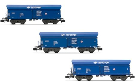 Arnold HN6565 PKP Cargo, 3er-Pack Selbstentladewagen Falls, Blaue Lackierung, epVI Güterwagen, Blau
