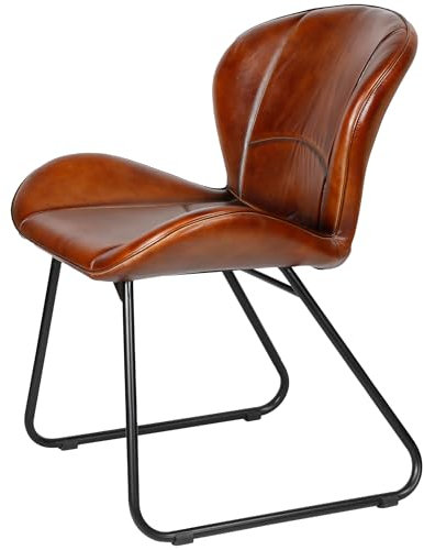 Casa Moro Polsterstuhl Esszimmer Stühle Echtleder Konferenzstuhl Besucherstuhl Wartezimmerstühle Lederstuhl Stuhl Modern Rotbraun