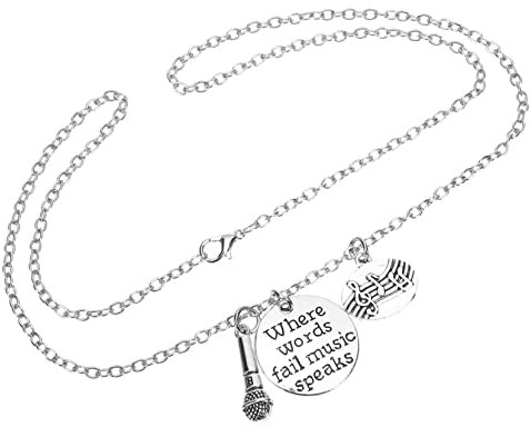 WRITWAA 2pcs Unique Music Microphone Necklace Pendant Necklace for Men Teenagers Fashion Jewelry