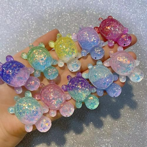 KARLOR 10 Stück Schildkröte Deko Leuchtende Kristallschildkröte Figur mit Schimmer Fluoreszierende Schildkröten Ornamente Schildkrötendekoration Luminous Glow in Dark Tischdekoration
