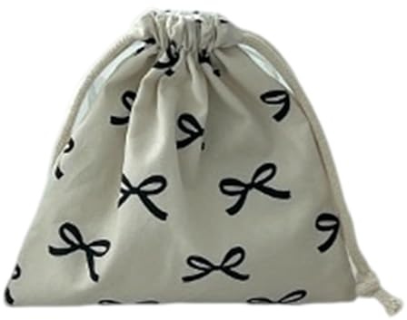 Zxfdsfdbnm Ribbon Bowknot Drawstring Pouches Versatile Cotton Bowknot Bag with Drawstring Closure for Women Small Gadgets