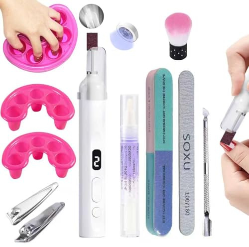 Electric Nail File Acrylic Nail Remover: 2Pcs Nail Soak Off Bowl with Nail Clippers Cuticle Oil Pen - Nail Drill Nail Polish Remover - Quickly Nail Varnish Remover Tools
