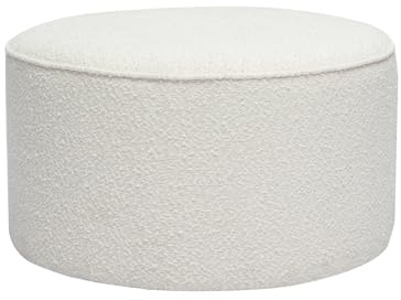 Miliboo Runder Sitzsack aus Stoff, Wolleffekt, gekräuselt, Weiß, Durchmesser 70 cm