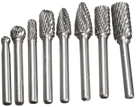 Gadpiparty 8 piezas Brocas Carburo Tungsteno Doble Ranura Rotativas para Grabado y Corte Metal Madera Piedra Plástico Fresas Duraderas para Taladro y Herramienta Rotativa