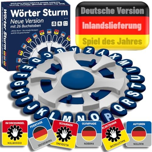 BLOOOK Wörter Sturm Spiel,Brettspiele,Wörterspiel Erwachsene Kinder,Gesellschaftsspiele,Spiel des Jahres,Familienspiel 2-8 Personen,Tabletop Spiele,Partyspiele (Weiß Blau)