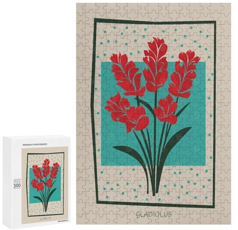 Jigsaw 300 PCS for Teenagerss Gladiolus Flower Mid Century Puzzles for Teenagerss Analysis And Logic Parent-child Interaction Challenging Game Toys 300 PCS