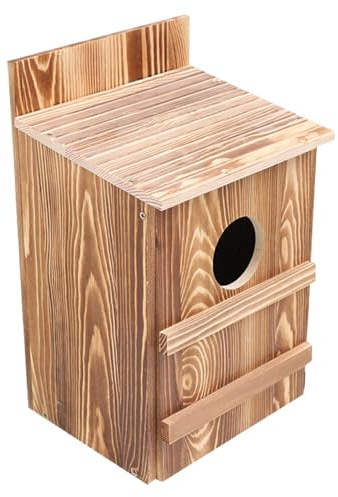 xyensy Eulenkasten,wasserdichte Belüftete Runde Öffnung aus Holz | Nistkasten für Turmfalken, Vögel, Eichhörnchen - für Garten, Hof, Park, Turmfalken, Vögel, Eichhörnchen
