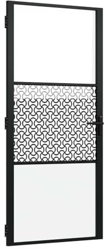 Owoxanthellate Porta in vetro nero, 93 x 3,5 x 201,5 cm, porta interna con telaio in alluminio e serratura, porta trasparente come divisorio per soggiorno, sala da pranzo e corridoio.