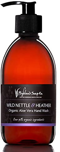 The Highland Soap Company Wild Nettle & Heather Hand Wash 300ml - Organic, Naturally Antibacterial with Aloe Vera & Nettle Extracts