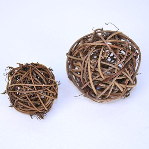 Rattankugeln sortiert, 3 cm, 4 cm, 7 cm, 10 Stück, Dekokugeln Tischdekoration - Braun