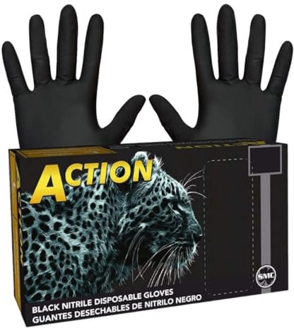 Shamrock 83012-M-BX Nitrile Industrial Grade Work Glove, Powder-Free, Textured, Non Sterile, Latex Free and Allergy Free, 5.5 mil-6 mil, Medium, Black (Pack of 100) by Shamrock